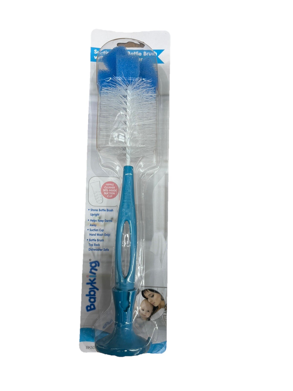 Babyking Suction Base Bottle Brush with Nipple Cleaner. FREE