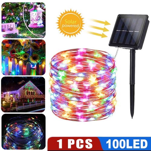 100 LED Solar Power String Fairy Lights Garden Outdoor Party Christmas Lamp - Picture 2 of 15