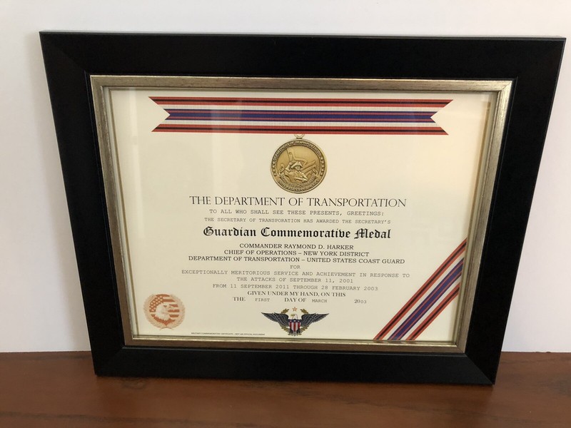 U.S. DOT ~ THE TRANSPORTATION GUARDIAN COMMEMORATIVE MEDAL CERTIFICATE ~ Type 1
