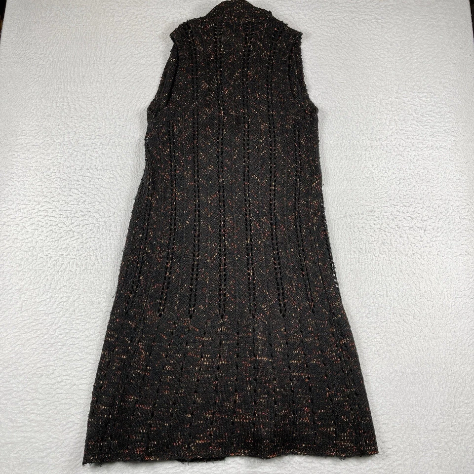 Suéter Curio Mujer Pequeño Negro Tejido Abierto Plumero Largo Cárdigan Chaleco Acogedor Informal Foto 2 de 4