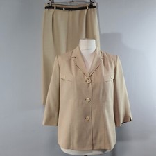 EASTEX Vintage Two Piece Suit Smart Safari Style Jacket Straight Skirt Size 14