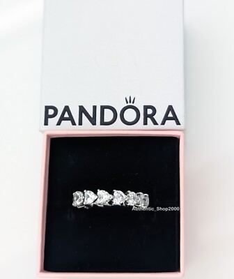 New 100% Authentic PANDORA 925 Sparkling Row of Hearts Eternity Ring 193103C01