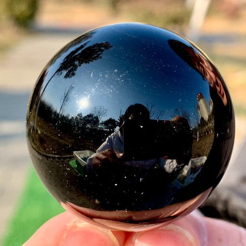 83G Natural Silver Black Obsidian Sphere Quartz Crystal Ball Healing - 第 19/22 張圖片