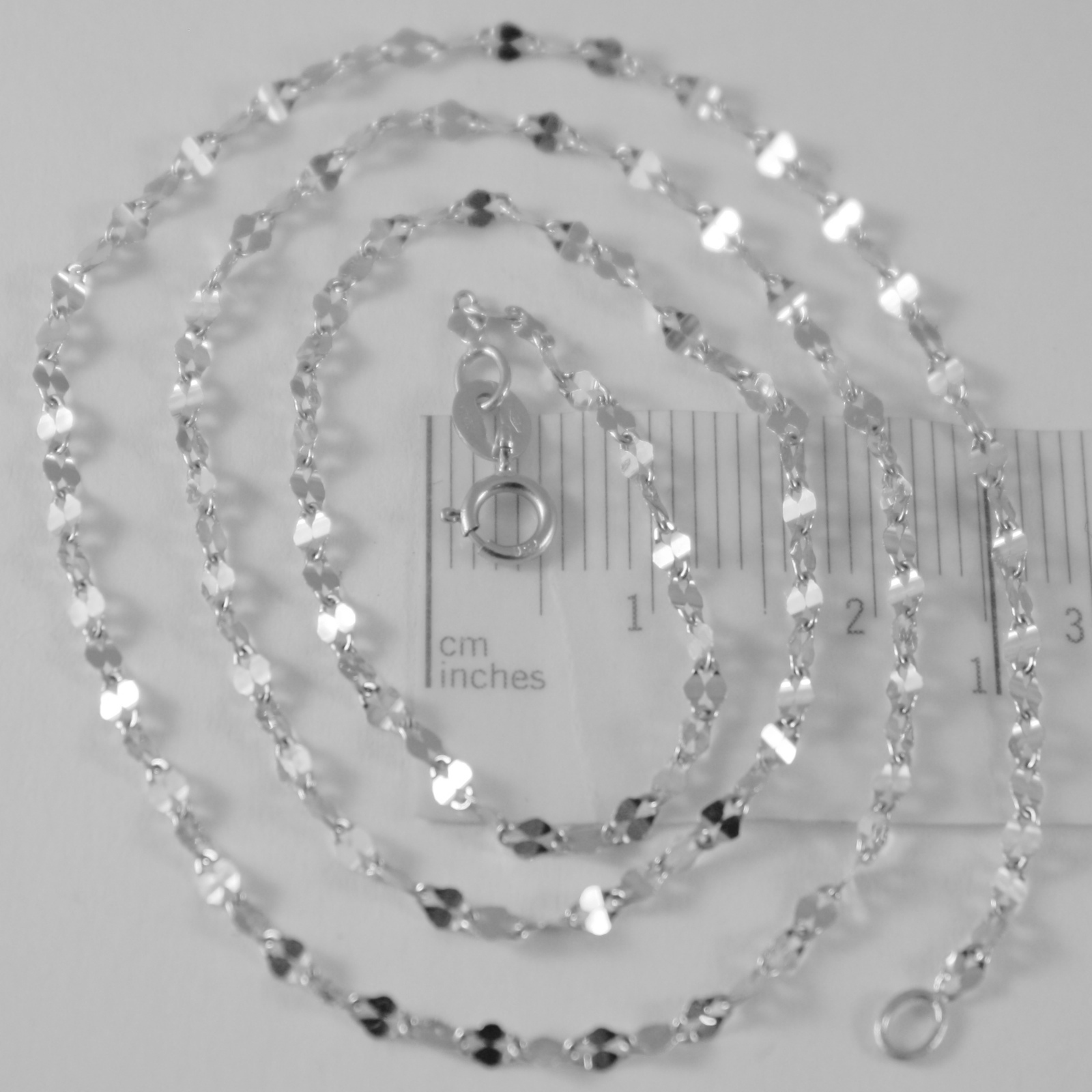 SOLID 18K WHITE GOLD FLAT BRIGHT KITE CHAIN 17.7 INCHES, 2.2 MM MADE IN ...