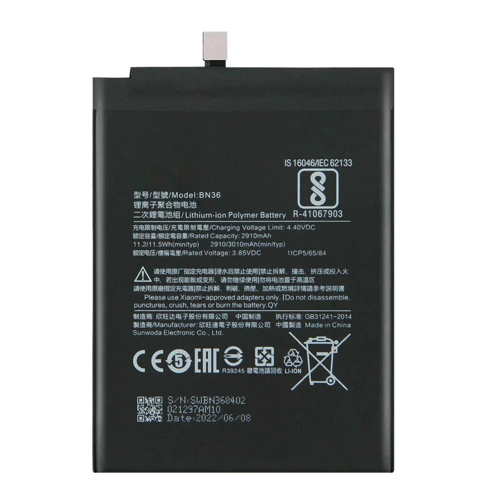 Replacement Phone Battery BN36 For Xiaomi Mi6X Mi 6X MiA2 Mi A2 3010mAh - Image 4 of 4