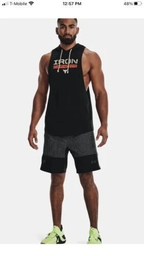 Under Armour Men s Project Rock Iron Paradise Sleeveless Hoodie Sz