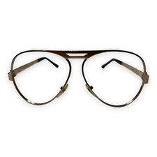 Aviator Unbranded Unknown Eyeglasses Frames Gold Square Full Rim 56-20 H3149