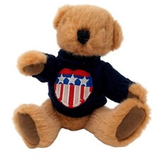 Patriotic Teddy Bear Plush Americana Heart Sweater Collectible 9 Inch