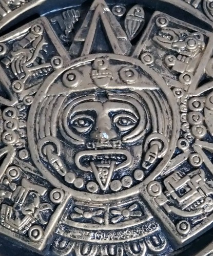 Maya Azteken Kalender Wandrelief groß 18" grün gold 3D Sonnenstein 12 Pfund - Bild 4 von 9