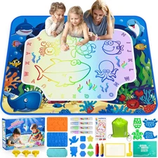 Water Doodle Mat for Kids 32x40 Inch, Mess Free Coloring Mat Educational Toy ...