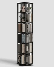 Rotating Bookshelf 6 Tier 360 Bamboo Revolving Bookcase Spinning Corner