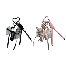 Lovely Ballet Shoe Keychain with Lace Bowknot Multifunctional Keyring Ornament