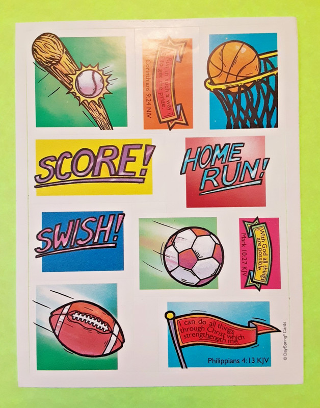 DaySpring Cards sports sticker sheet