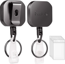 Badge Holder Reel Retractable, Metal Heavy Duty Badge Holder with Belt Clip Key