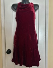 Vtg Ralph Lauren Black Label Burgundy Velvet Dress Junior Sz 16 Midi Sleeveless