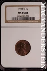 1933-D Lincoln Wheat Cent-NGC MS 65 Red Brown Choice Gem BU No Reserve #SLK909