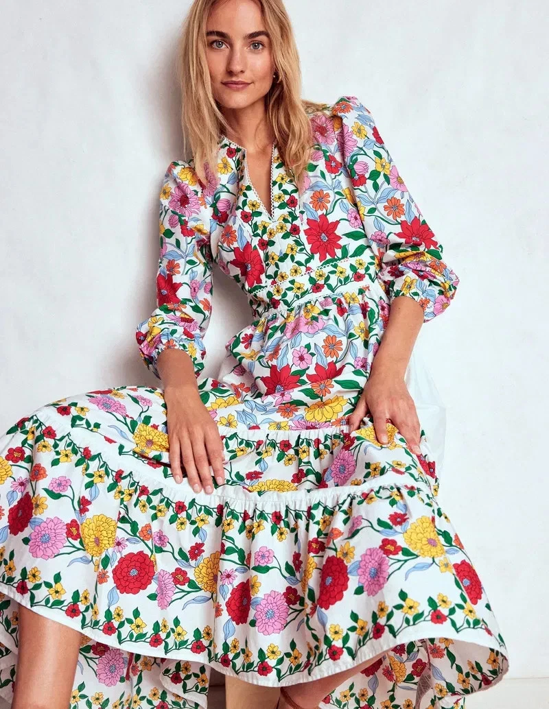 white christmas dresses Boden Women's Scoop Cotton Tiered Dress main image 1