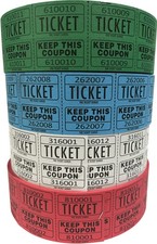Raffle Tickets - 4 Rolls of 2000 Double Tickets 8,000 Total 50/50 Raffle Ti...