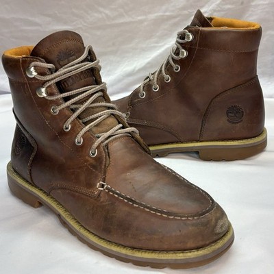 Timberland Redwood Falls Moc Toe Boots Mens 9 Rust Brown Waterproof Leather