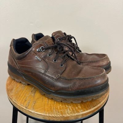 Ecco Track 25 Mens 43 US 9-9.5 Hiking Shoes Brown Leather Waterproof Gore Tex