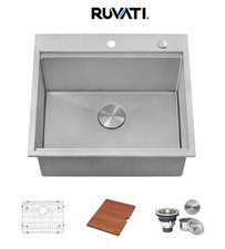 Ruvati Alto 25" Drop In Single Basin Stainless Steel Utility Sink RVU6425 Sealed