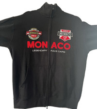 XL Grand Prix Monaco Legend Race Cars Racing Sweatshirt Black Patches Zip-Up F-1