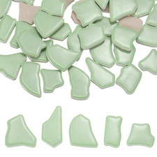 250g/0.55LB 0.79"-1.57" Irregular Ceramics Mosaic Tiles, Light Green