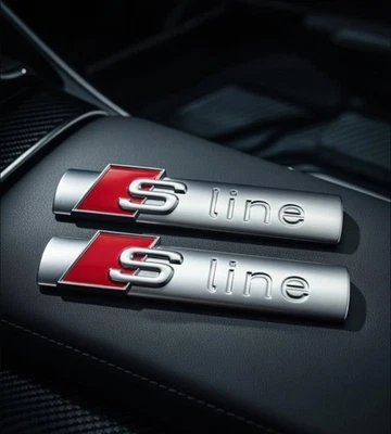 Original AUDI  S-Line  Schriftzug Logo Zeichen Emblem   ( 2 Stück )  - Bild 1 von 4