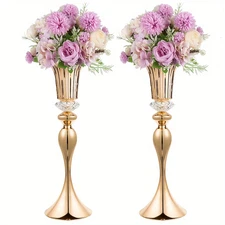 Set of 2/10 Crystal Flower Stands, 22 英寸 Tall Vases, Metal Centerpiece Vases for