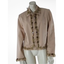 St. John by Marie Gray BeigeCollared Full Zip Jacket Size S