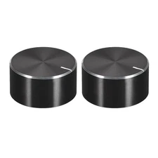 2pcs Potentiometer Knob Knurled Shaft Black Aluminum Rotary Knob 25x13mm