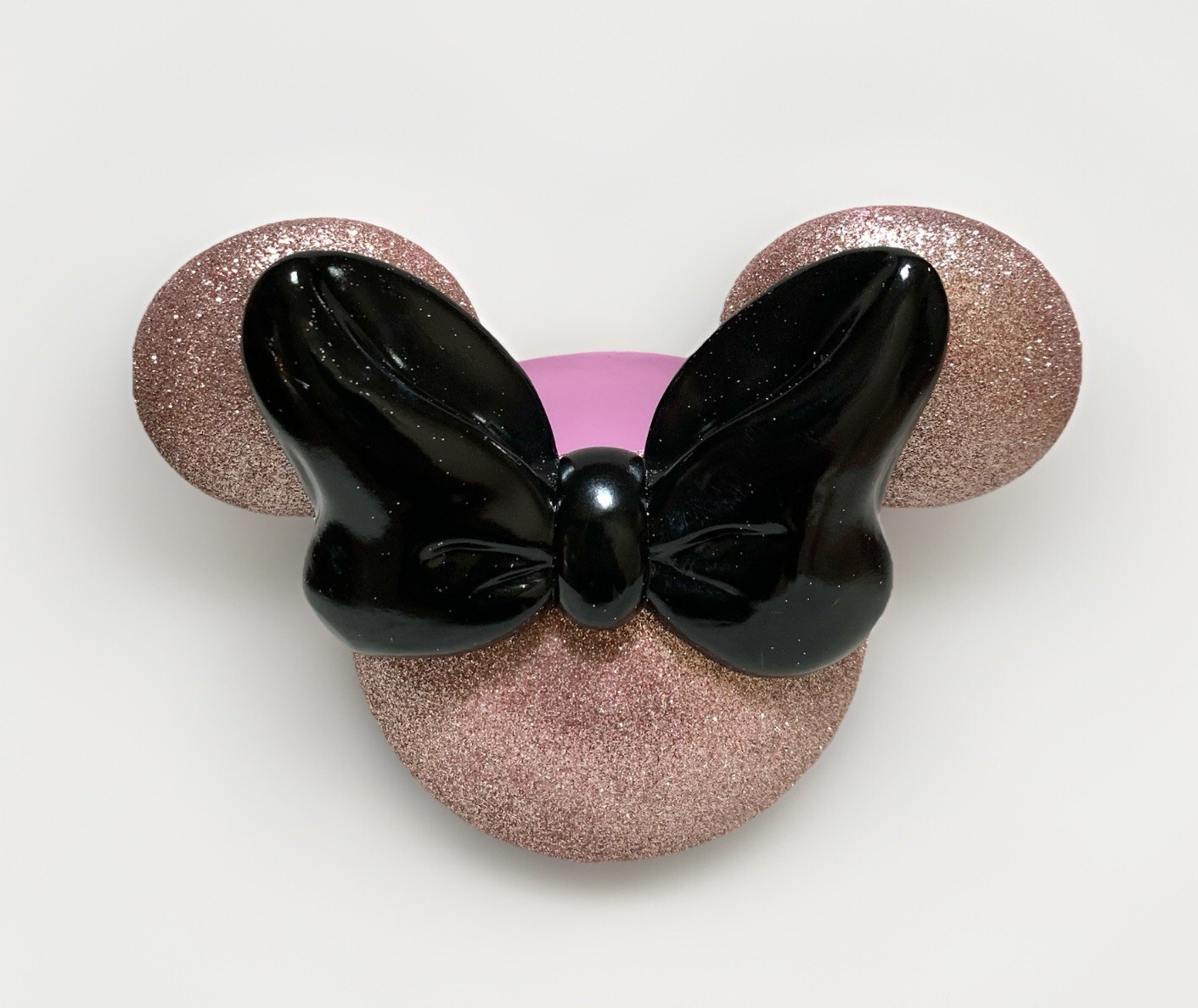 NEW Disney 3D Pink Glitter Ceramic Minnie Mouse Head w/Bow ~