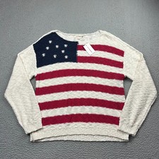 NWT Lucky Brand American Flag Sweater Womens Large USA America Patriotic