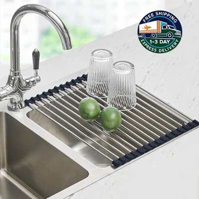 Escurridor de platos enrollable para colocar sobre el fregadero, escurridor 
