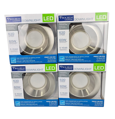 *4 PACK* Progress Lighting 5 in. Brushed Nickel Integrated LED Recessed Trim