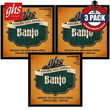3-PACK GHS PF190 Americana Series Cryogenic 5-String Banjo Strings Light