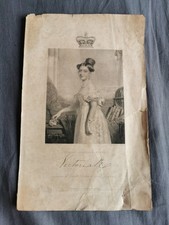  Antique Engraving Print - Queen Victoria - 1837 ca. 14.5 x 23 cm.