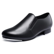 Linodes Unisex Soft Leather Upper Side Elastics Slip on Tap Shoe Dance Shoes...