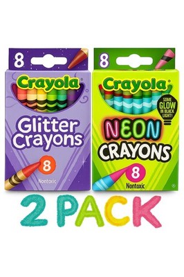 Crayola Buntstifte Multipack Glitzer 8er Pack & Neon 8 Stück - helle, lebendige Farbe