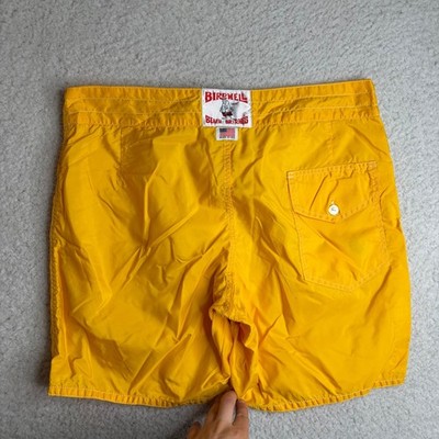 Birdwell Beach Britches Yellow Board Shorts Mens 34 Made in USA Surf Trunks