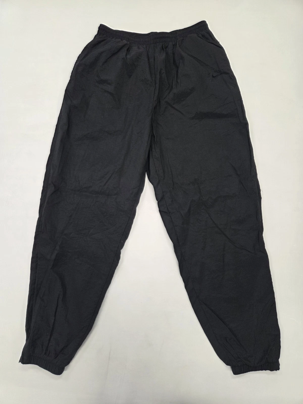 VTG Y2K Nike Track Pants Mens 2XL Black Nylon Windbreaker Streetwear Ankle Zip