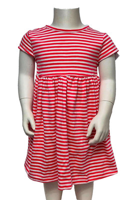 NEXT Baby Mädchen Kurzarm Kleid rot weiß gestreift Baumwolle Kleid 12-18 Monate