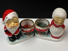 Little Luvkins Jasco Santa & Mrs Claus Kissing Christmas Candle Holders 1976