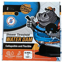 Shower Threshold Water Dam Barrier 40" Rounded Black Collapsible Shower Water