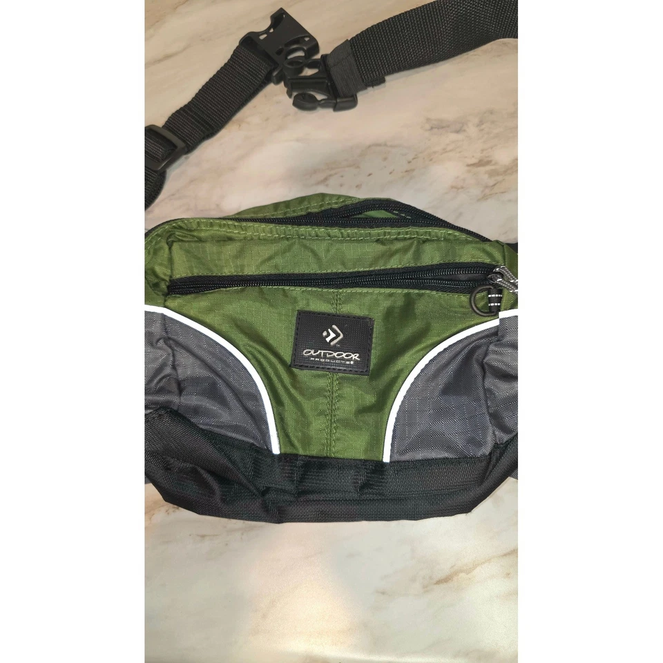 Riñonera bolsa cinturón riñonera senderismo botella de agua gris verde productos para exteriores Foto 2 de 4