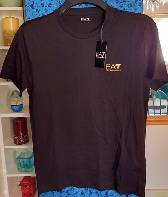 Emporio Armani EA7 Core Schwarz/Gold Logo Kurzarm T-Shirt, Herren Größe Small