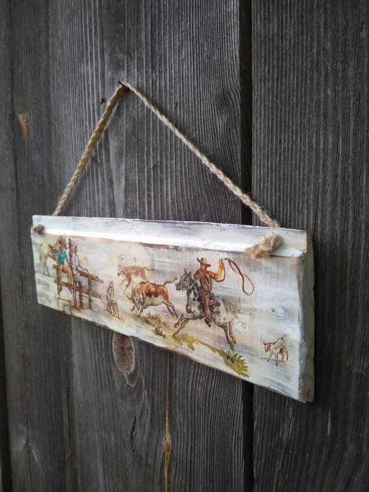 Western Room decor for home wood sign Wall art Cowboy and horse Rustic Wooden - Image 3 of 4