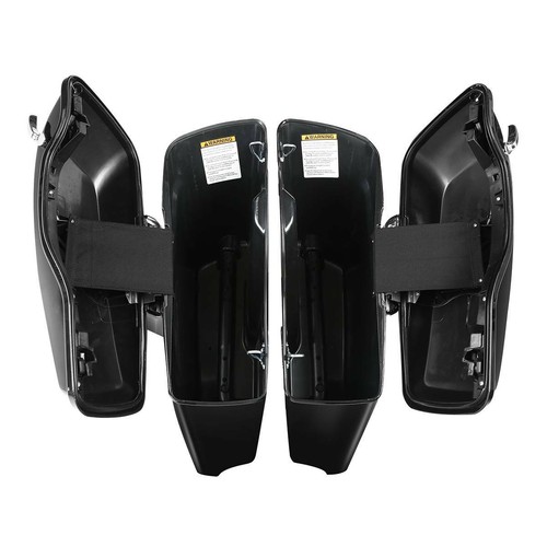 Vivid Black 4" Stretched Hard Saddlebags Fit For Harley Touring Models 1993-2013 - Picture 7 of 11
