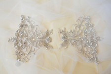 Sale Crystal Floral Bridal Dress Costume Applique Diamante Craft Motif 1 Pair