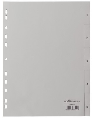 DURABLE Kunststoff Register Zahlen A4 5 teilig 1-5